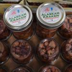 Jars of Riks Blue Ribbon Alaskan Kraken Smoked Octopus on Friday, April 26, 2019. (Michael Penn | Juneau Empire)