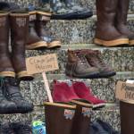 Environmental protestors with 350Juneau placed pairs of shoes on the steps of the Alaska State Capitol Wednesday, Aug. 12, 2020, to represent all the demonstrators who wouldve been there if not for the coronavirus pandemic. (Peter Segall / Juneau Empire)