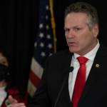 Gov. Mike Dunleavy speaks at a news conference in Anchorage on Friday, March 26, 2021, to announce the state’s intention to begin management of over 800,000 miles of submerged lands as affirmed in a 2019 U.S. Supreme Court decision. (Courtesy photo / Office of Gov. Mike Dunleavy)