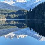 This photo shows the glacier peaks reflection off Auke Lake on Sept. 5, 2021. (Courtesy Photo / Kerry L Lindley)