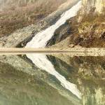 The boomerang look of Nugget Falls on Mendenhall Lake on Oct. 31. (Courtesy Photo / Denise Carroll)