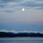 A Wolf Moon shines bright over Fritz Cove on the morning of January 18, 2022. (Courtesy Photo / Bill Andrews)