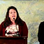 Alaska Department of Natural Resources Commissioner Corri Feigi, right, and Deputy Attorney General Cori Mills, announced alongside Gov. Mike Dunleavy the state was issuing lawsuits against the federal government for its failure to convey submerged lands to the state. Feige said at the conference the state's rule applied to navigable waterways including Mendenhall Lake and said motorized boats were allowed on the lake. (Screenshot)