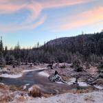 An alpenglow sunset near the Cowee Creek Trailhead the day after Thanksgiving 2022. (Photo by Amanda Ristau)