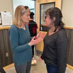 Kootznoowoo Inc. former board chair Melissa Kookesh thanks U.S. Sen. Lisa Murkowski for securing the funding for the Thayer Creek hydroelectric project through the bipartisan infrastructure bill. (Photo courtesy of Melissa Kookesh)