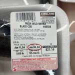 Whole black cod was retailing for $5.99 a pound at Costco in East Anchorage earlier this month. (Nathaniel Herz/Northern Journal)
