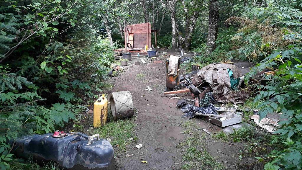 Extensive trash left by dredger squatters that was cleaned up in 2020. (Photo courtesy of Chris Prussing)