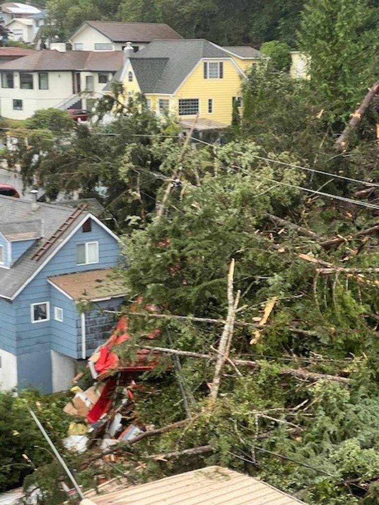 Homes in Ketchikan are damaged by a landslide on Sunday. (Ketchikan Gateway Borough photo)