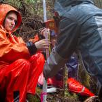 Prince of Wales Alaska Youth Stewards crew members perform landslide assessment fieldwork. (Photo by Zofia Danielson)