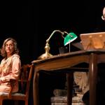 Elizabeth Pisel-Davis and Roblin Davis rehearse Thursday evening for Love Letters at McPhetres Hall. The play staged by Juneau Ghost Light Theatre debuts Friday. (Photo by Max Rosen)