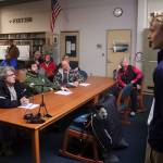 Paul Quinn, a project manager for the FCS Group based in Washington state, explains the process resulting in a proposal to increase water and wastewater rates during a meeting Thursday night at Thunder Mountain Middle School. (Mark Sabbatini / Juneau Empire)