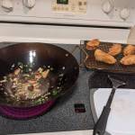 Stir frying seasonings for Szechwan-style fish. (Photo by Patty Schied)