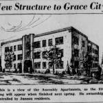 Proposed in 1932 as an elegant 32-unit residential apartment house, The Assembly building is shown in an artists rendering on the front page of the Aug. 2, 1932, Alaska Daily Empire.