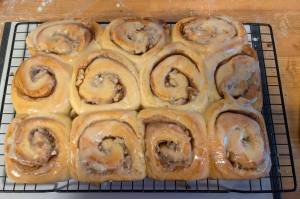 Just-baked cinnamon rolls ready to serve. (Photo by Patty Schied)