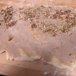Layering filling for cinnamon rolls. (Photo by Patty Schied)