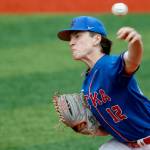 Sitka junior Caleb Calhoun pitched a perfect game, striking out all 15 batters he faced in a 24-0, five-inning Sitka win over Kayhi at Norman Walker Field on Saturday. (Photo by Christopher Mullen / Ketchikan Daily News)