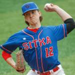 Sitka junior Caleb Calhoun pitched a perfect game, striking out all 15 batters he faced in a 24-0, five-inning Sitka win over Kayhi at Norman Walker Field on Saturday. (Photo by Christopher Mullen / Ketchikan Daily News)