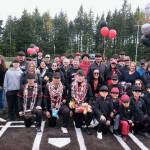 Juneau-Douglas High School: Yadaa.at Kalé seniors Jacob Katasse, JJ McCormick and Christian Nelson and their families were honored during the Crimson Bears baseball senior night against Ketchikan Saturday at Adair-Kennedy Memorial Park. (Klas Stolpe / Juneau Empire)