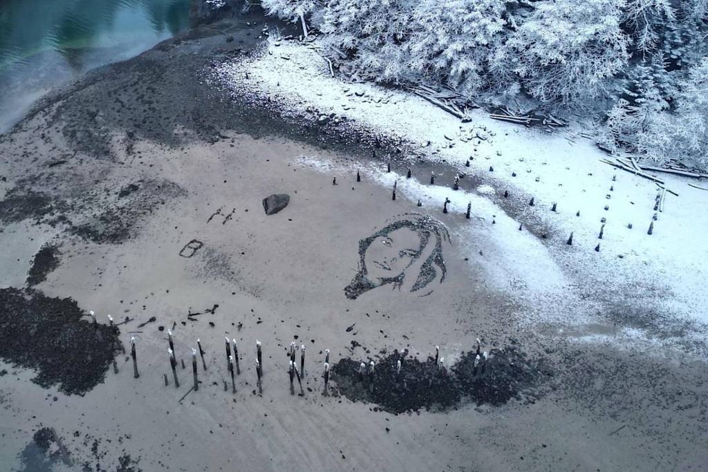 A profile of a South African model is seen on the surface of Sandy Beach on Monday, Nov 18, 2024. (Photo by Elliot Welch shared by Juneau Parks and Recreation)