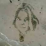 A profile of a South African model is seen on the surface of Sandy Beach in late May of 2025, about six months after its completion by artist Blake Byers. (Still shot from video by Blake Byers)
