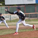 Cayman Huff of Auke Bay Post 25 delivers an offspeed pitch to Madisonville (Kentucky) Post 6 on Friday, June 20, 2025, in the Lance Coz Wood Bat Tournament at Coral Seymour Memorial Park in Kenai, Alaska. (Photo by Jeff Helminiak/Peninsula Clarion)