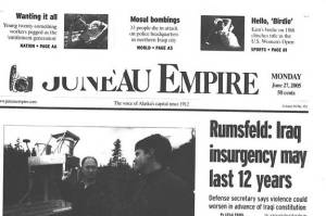 Cover of Juneau Empire for June 27, 2005 from State Library Archives. (Natalie Buttner / Juneau Empire)