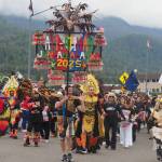 Juneau Ati-Atihan marches towards downtown Juneau in the 2025 Fourth of July Parade. The group was named best of parade. (Natalie Buttner / Juneau Empire)