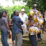 Lew Shapiro, in white hat, inspects a potential water system repair project in Ghana on July 5, 2010. (Photo by Josie Sam)