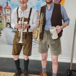 Trumpet players Ken Guiher and Stephen Young are photographed at Juneau Community Bands 2023 Oktoberfest concert. (Photo courtesy JCB President Sarah McNair-Grove)