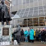 Over 200 people participated in an anti-ICE protest at the Dimond Courthouse plaza on Jan. 29, 2026. (Chloe Anderson/Juneau Empire)