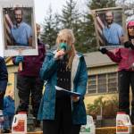 Denali Marin speaks during an anti-ICE protest on Jan. 29, 2026. Over 200 people gathered at the Dimond Courthouse plaza to protest advancing funding for ICE, whose agents have detained a 5-year-old boy and killed two people in Minneapolis in recent weeks. (Chloe Anderson/Juneau Empire)