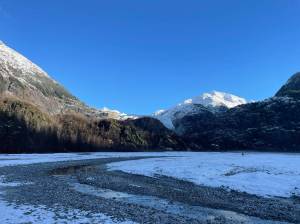 Herbert River and Herbert Glacier are pictured on Nov. 16, 2025. (Mari Kanagy / Juneau Empire)