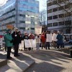 Photos by Atticus Hempel / Juneau Empire
Protesters gather outside before Sullivan arrives at the capitol.